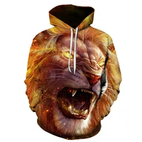 novel flame painted liger hoodie mens womens childrens animal top fashion street 3d printing thin sweater