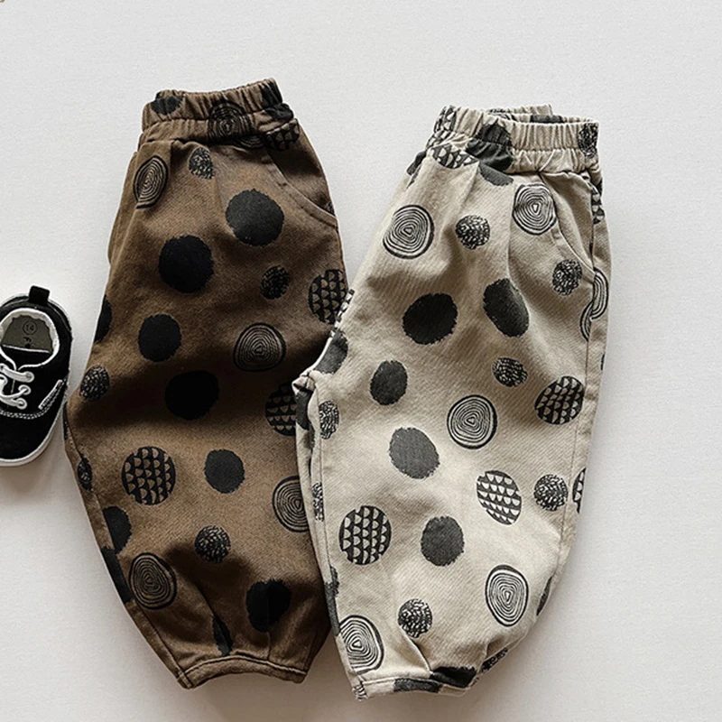 

Korean Style Children Printing Cotton Elastic Waist Trousers 1-6Yrs Kids Casual Pant Spring Autumn Baby Boys Girls Trousers