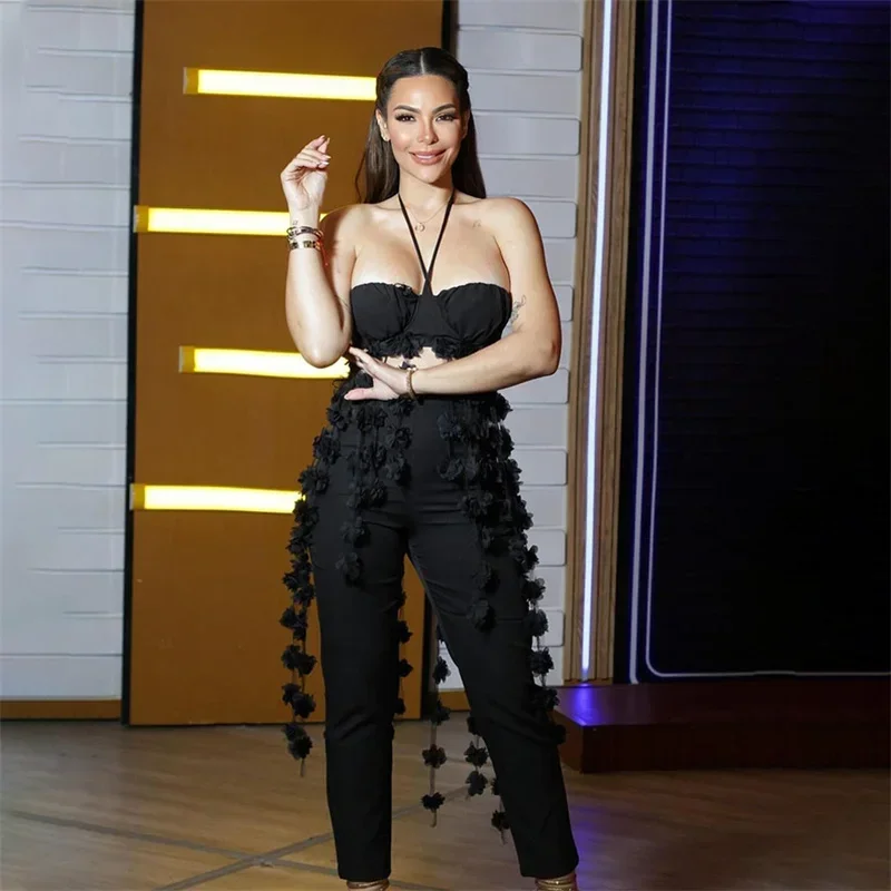 Сексуальный женский комплект из двух предметов Топ без бретелек с цветочной