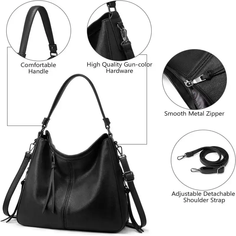 Shoulder Strap Capacity Large 3Pcs Women Tote Bags for Work, Large Capacity Waterproof Multi-Functional Pu Leather Hobo Bag Purs