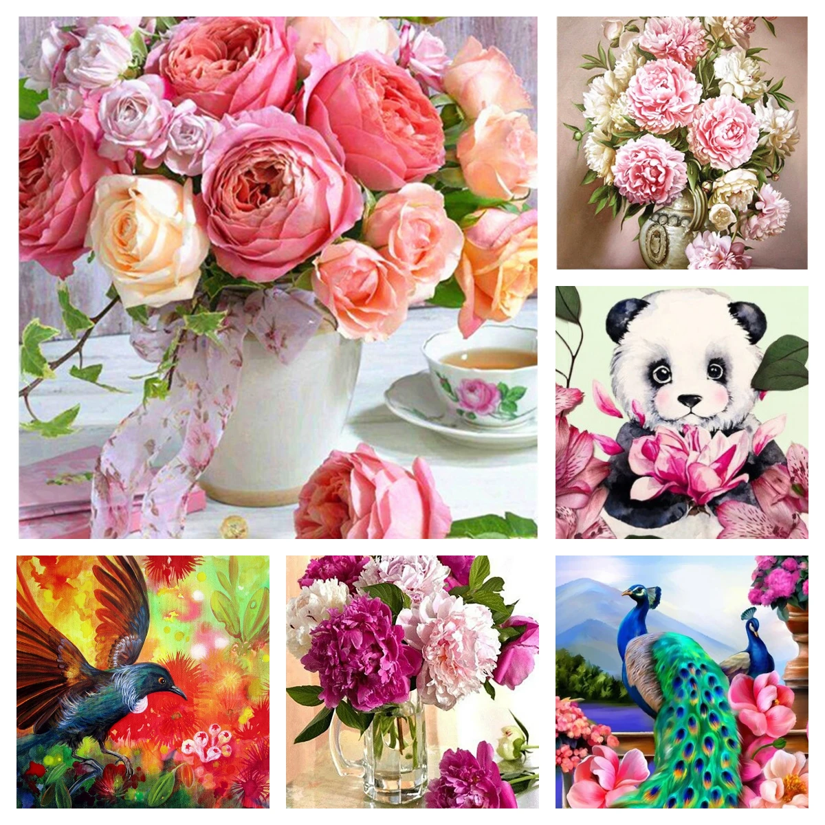 

Алмазная 5D живопись «сделай сам», Набор для вышивки крестиком, мозаика из серии с цветами и животными, полноразмерные украшения для дома