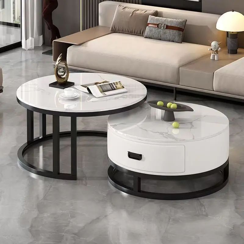 Фото Современный минималистичный журнальный столик с мраморной столешницей для небольших помещений, круглый набор журнальных столиков для гостиной, для домашнего использования, для IKEA №2