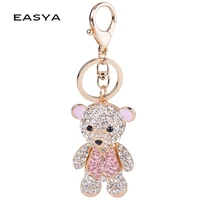 easya big bear keychain mini bear key ring 8x4 5cm rhinestone key chain zinc alloy key holder women fashion jewelry chy 2449