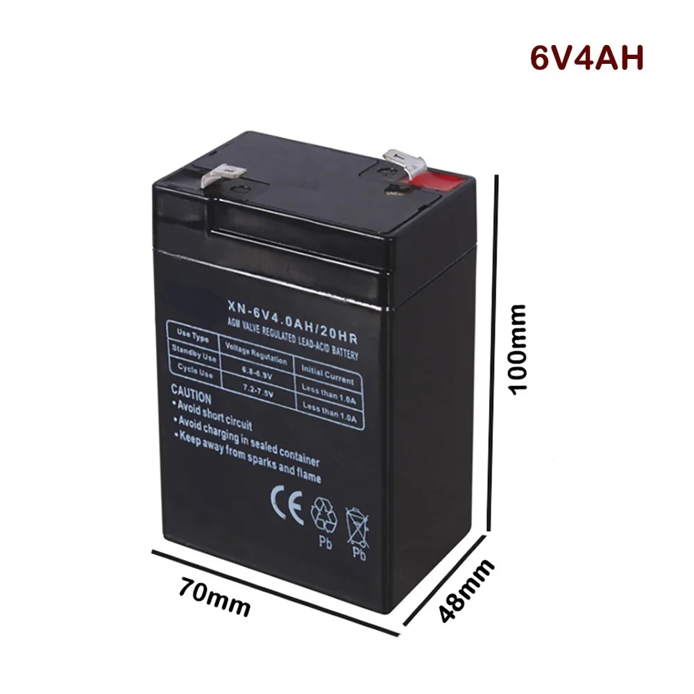

6V 4AH Battery Lead Acid Rechargeable Storage Batteries Power Supply for Children's Car Desk Lamp LED Lights Electronic Scales