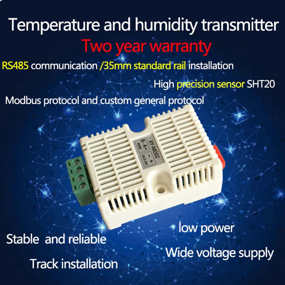 

XY-MD02 Temperature and Humidity Transmitter Detection Sensor High-precision Modbus SHT20 Temperature Sensor RS485 Communication
