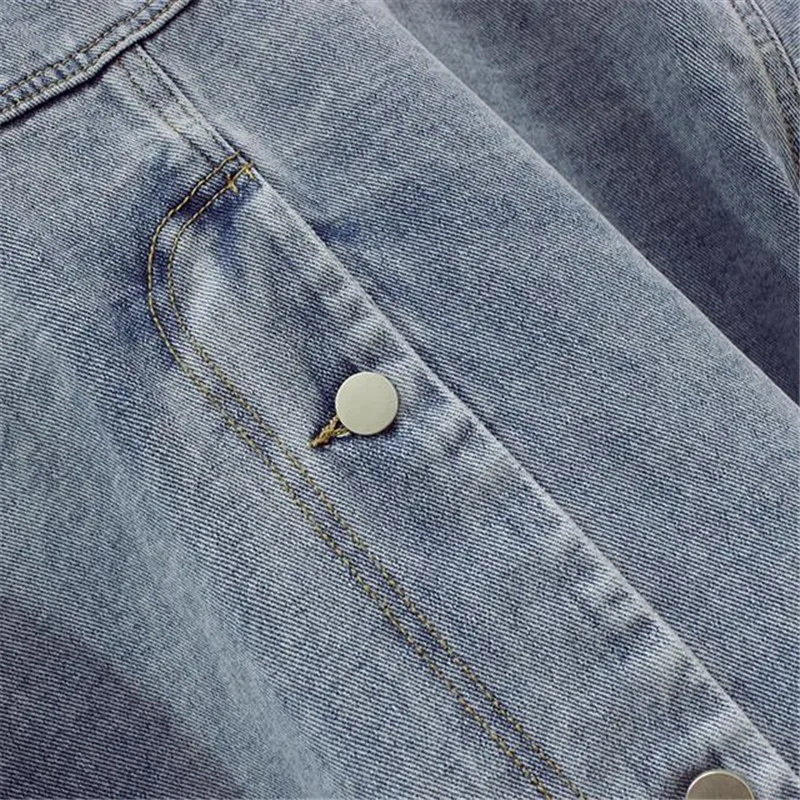 Куртка женская джинсовая с большими карманами модная Свободная верхняя одежда