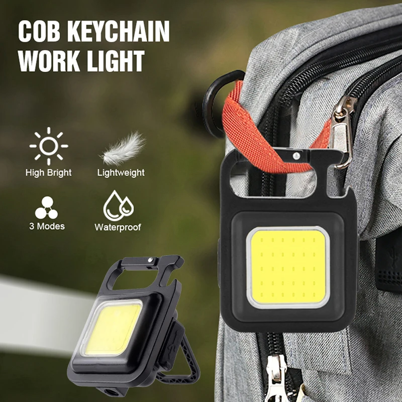 

Mini Glare COB Keychain Light Portable Pocket Flashlight USB Rechargeable Key Light Lantern Camping Outside Hiking COB Lantern