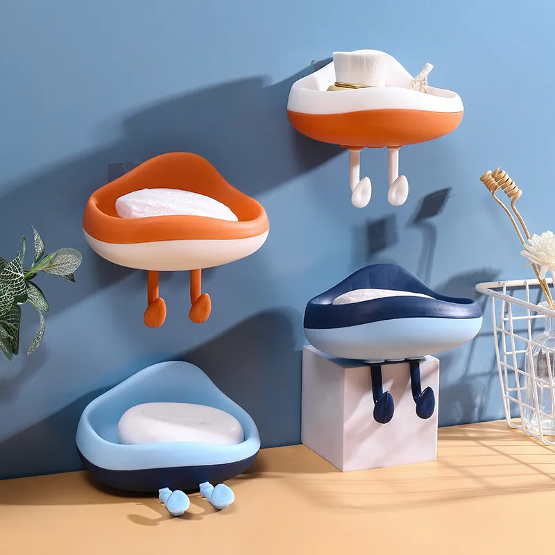 

Cloud Shape Wall Hanging Drain Soap Box Household Toilet Free Punching Creative Cartoon Soap Box Holder with Hook