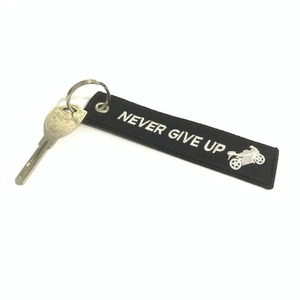 Car Motorcycle Keychain Textile Key Ring Buckle Lanyard Tags Never Give Up For Honda Bmw Benelli Harley Aprilia Auto Accessories