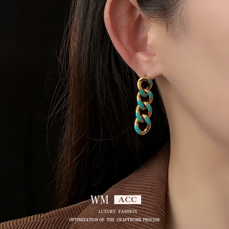 

Женские серьги-цепочки из титановой стали