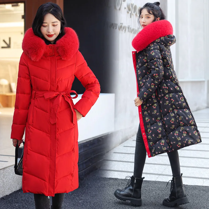 GRELLER 2022 Double Sides Women Winter Jacket Hooded Parka Warm Thicken Female Coat Two Sides Wear Windproof Long Winter Clothes