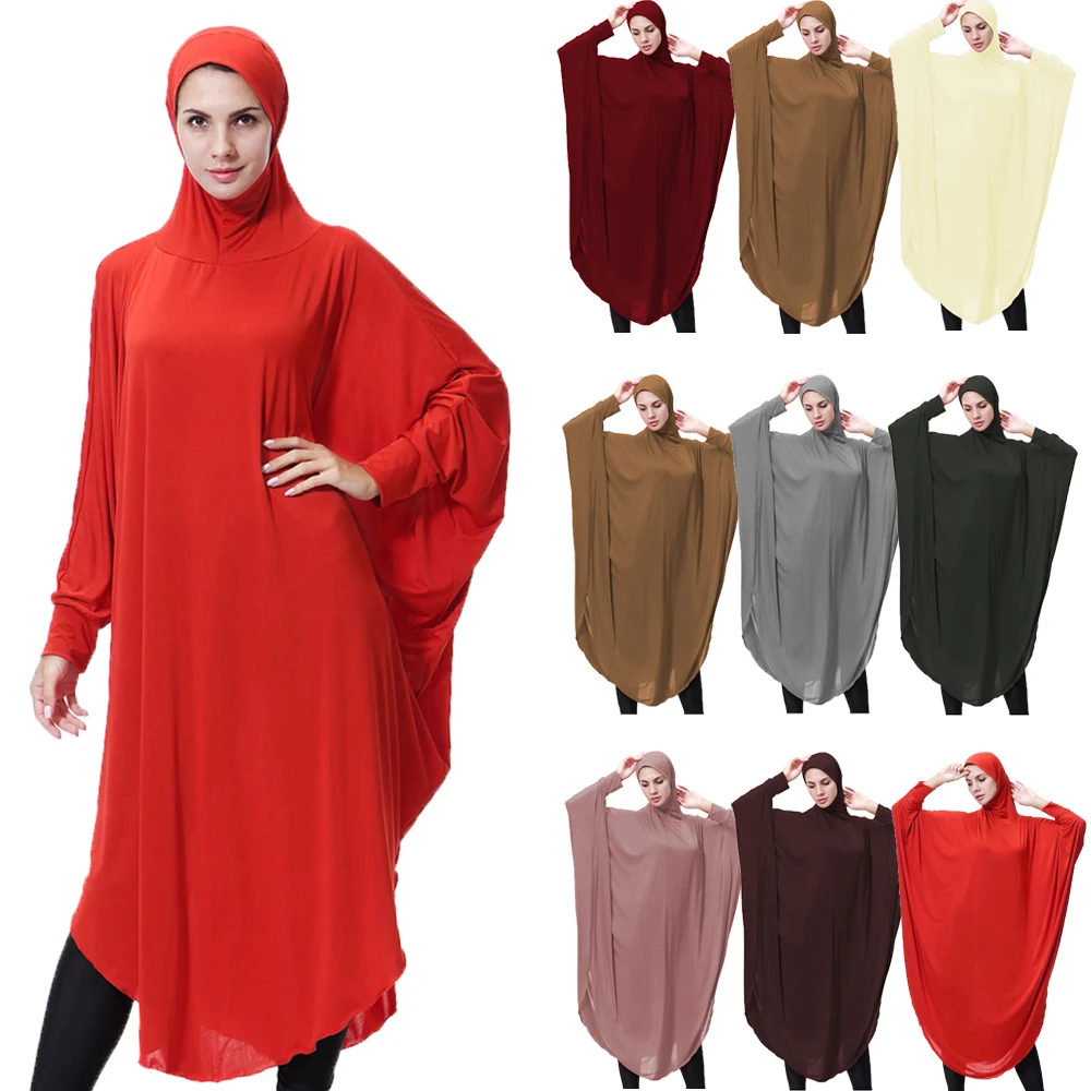 

Ramadan Eid Hooded Abaya Khimar Women Prayer Garment Muslim Jilbab Loose Dress Abayas Dubai Turkey Islamic Modest Clothes Femme
