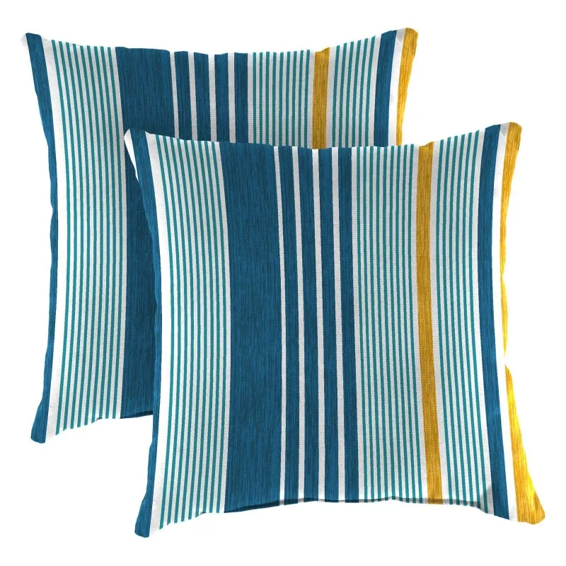 

Capri Striped Square Knife Edge Outdoor Wicker Toss Pillow - Set of 2