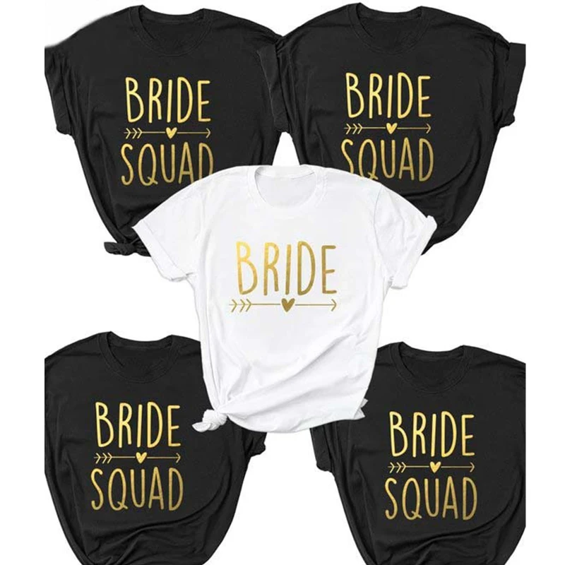 Bachelorette Bride Party Shirt Team Bride T-Shirt Feminine Slogan Top Girl Squad Tee Bride To Be T Shirt Wedding Decoration