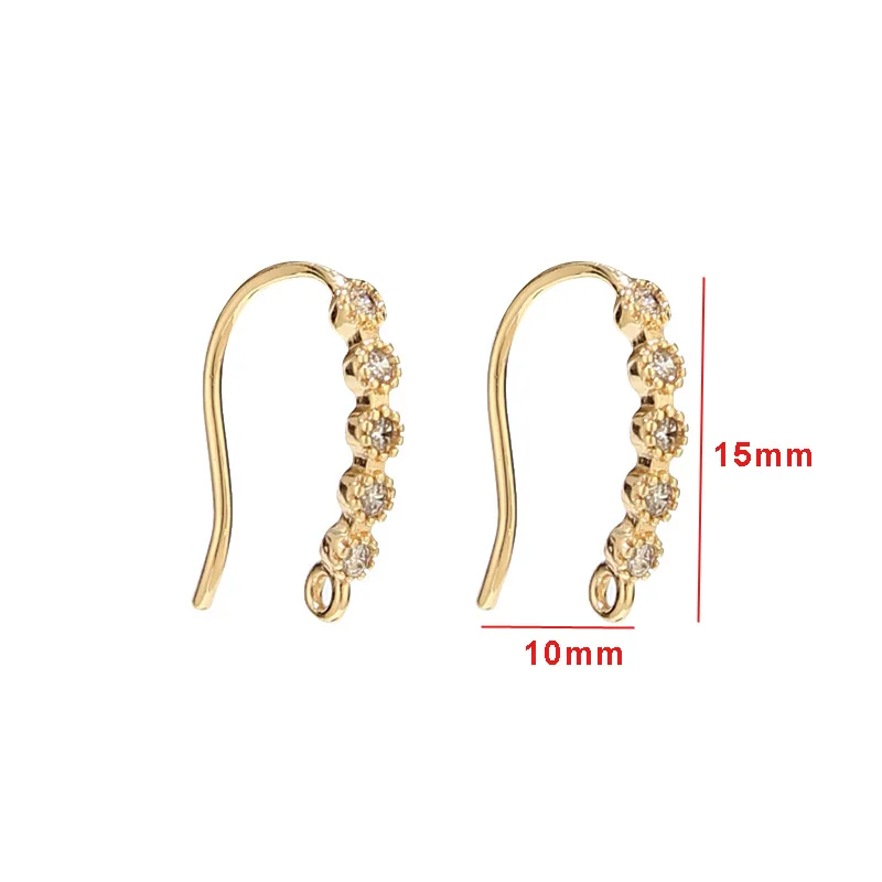 

6pcs Brass 18k Gold Plated Crystals Earring Hooks 10*15mm Charms Earrings Studs For DIY Jewelry Earrings Making Findings