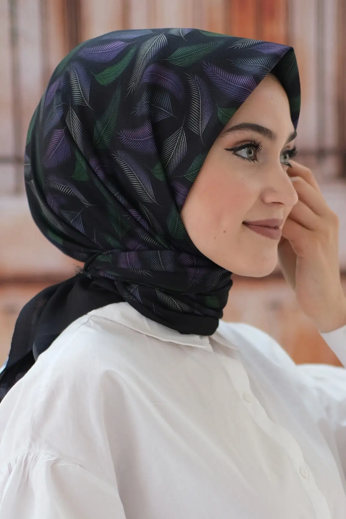 Женский хлопковый шарф с узором в виде перьев шаль хиджаб готовый к ношению