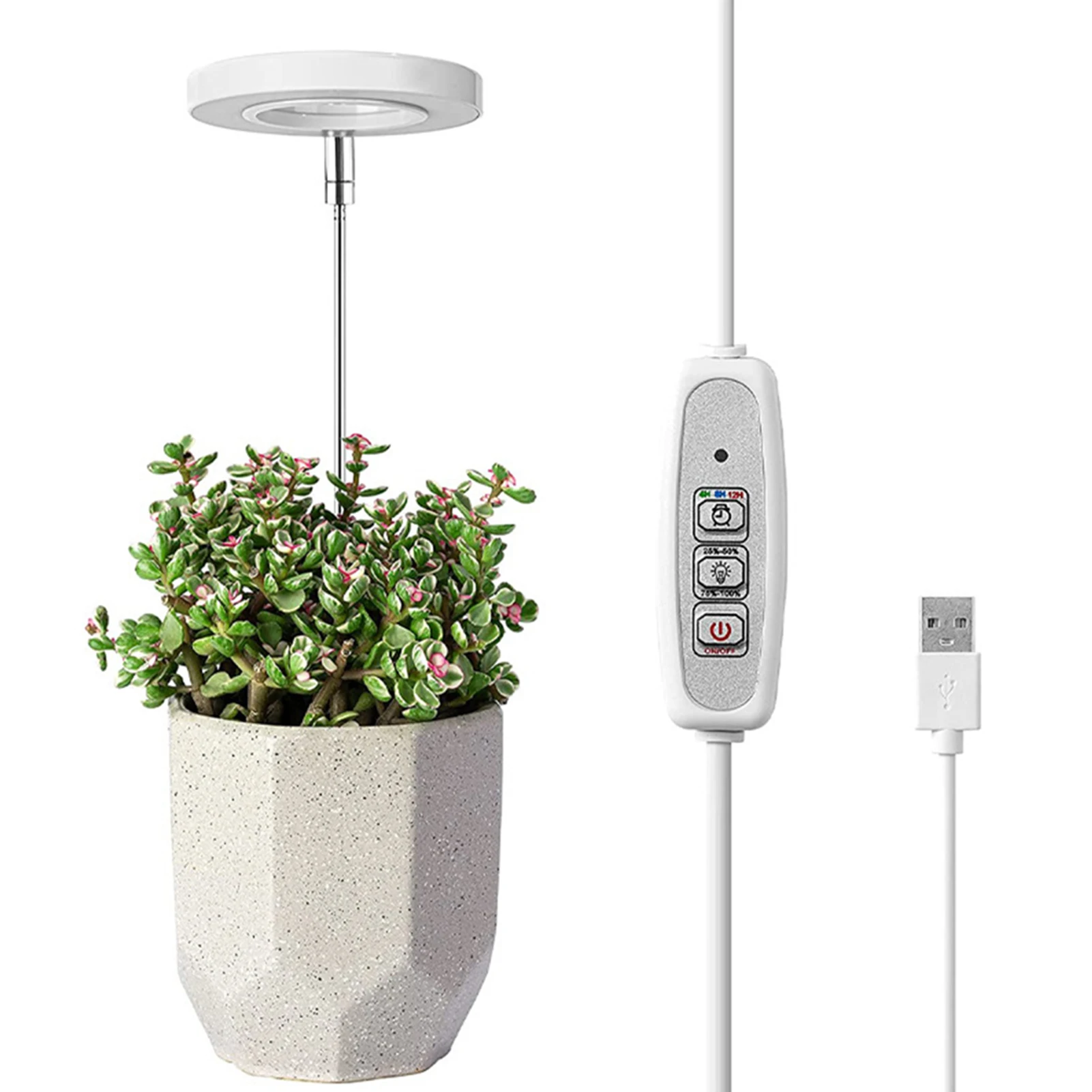 

USB Powered Timing 3 Modes Flexible Height Adjustable 4 Gears Insert 180 Degrees Rotation LED Grow Light For Indoor Plant