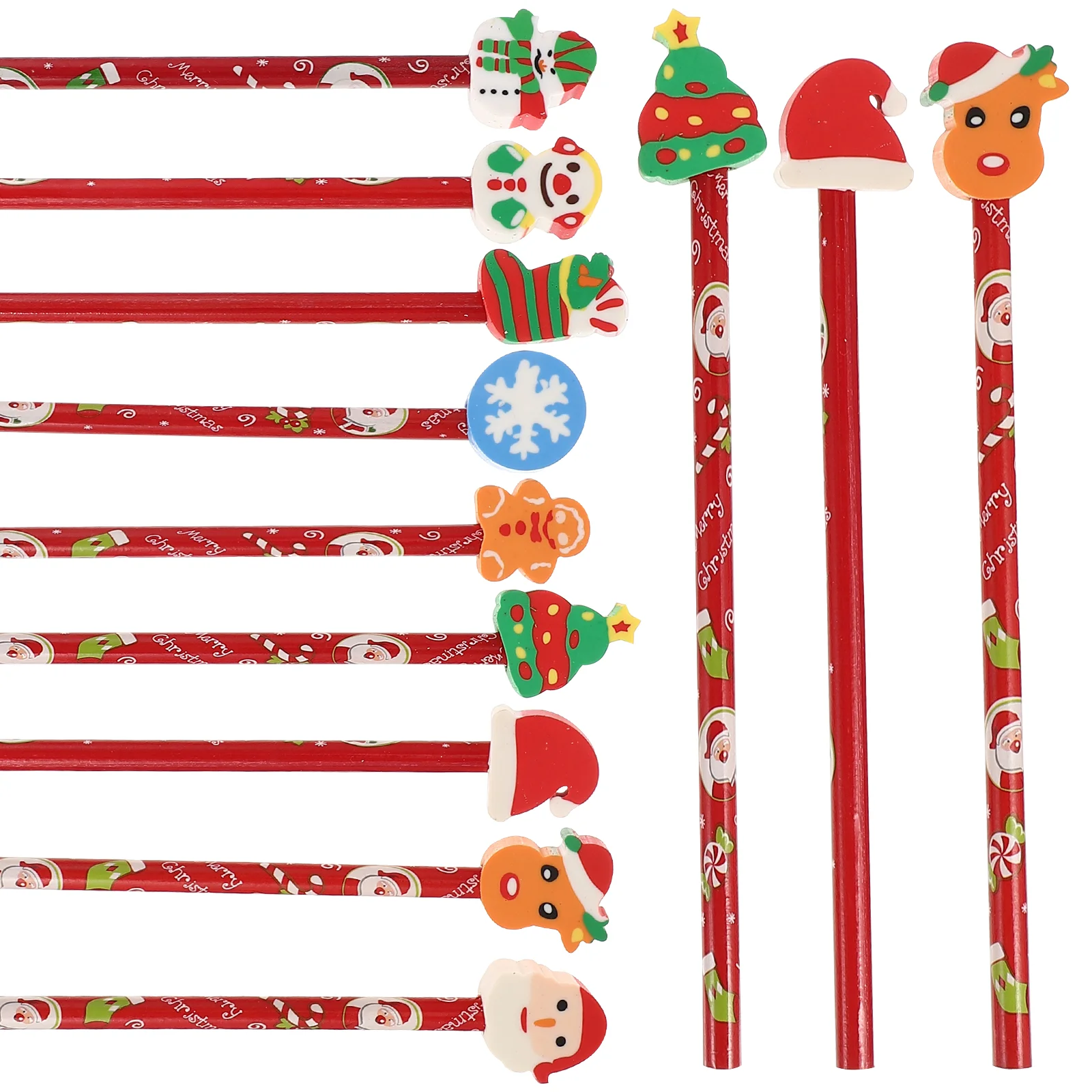 

Christmas Kids Holidayerasers Wooden Bulk Gift Xmas Penskindergarten Eraser Pattern Stationary Novelty Claus Portable Santa Set