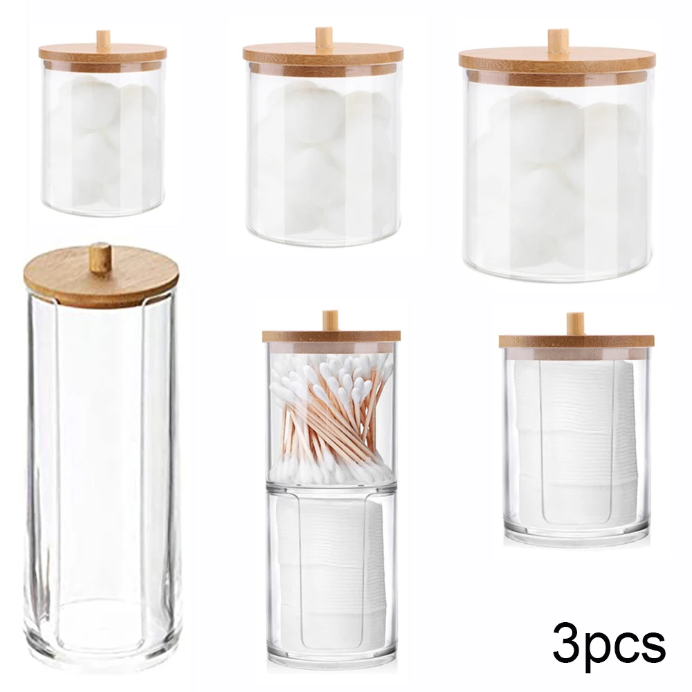 

3pcs Makeup Cosmetic Organizer Cotton Pads Holder Cosmetic Storage Boxes For Makeup Plastic Storage Container Bathroom Organizer
