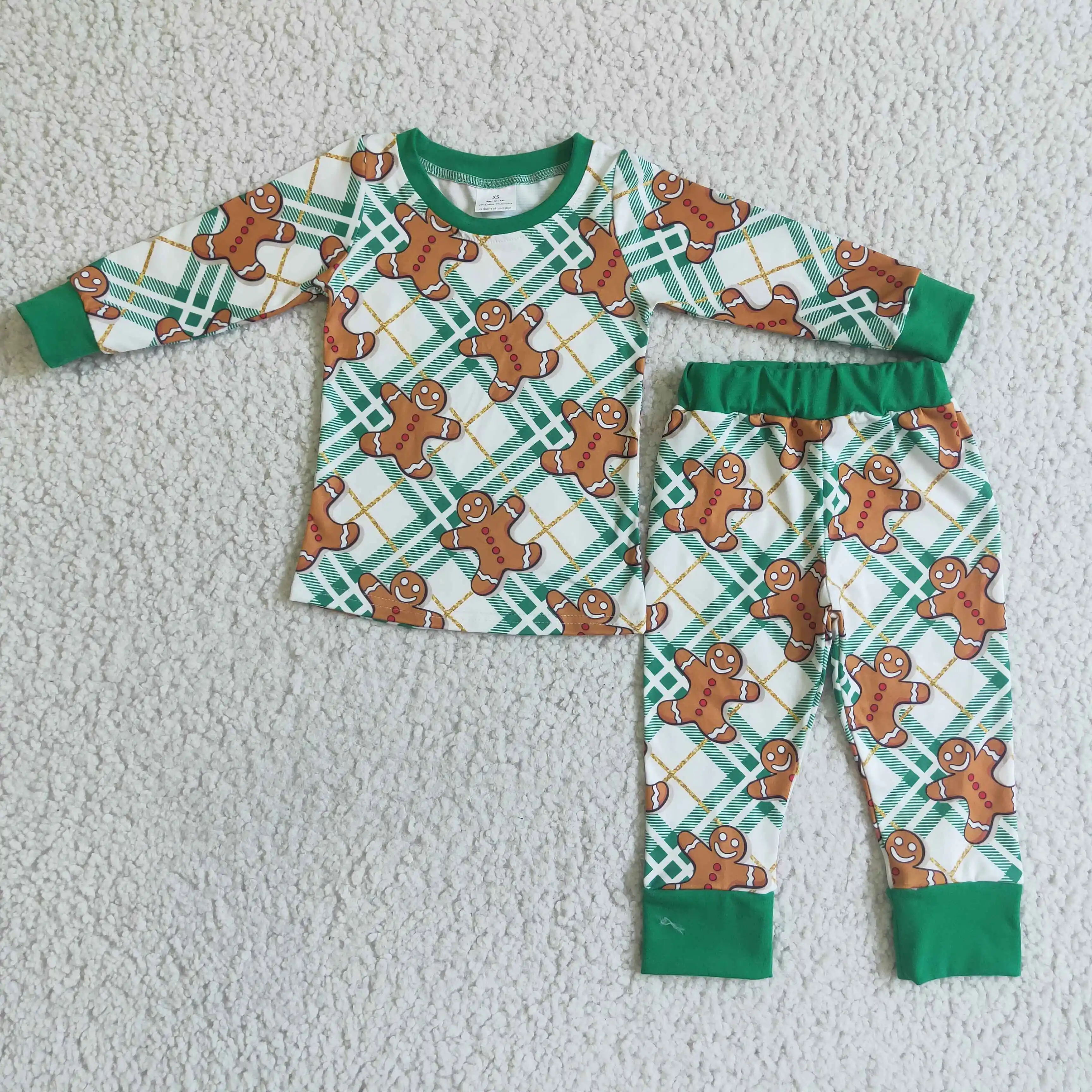 

F​actory Supply ODM OEM Baby Boys Green Outfits Christmas Kids Plaid Sleepwear Toddler Clothing Pajamas Sets