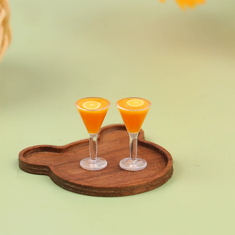 

2pcs/Set 1:12 Dollhouse Mini Resin Lemon Water Cup Cocktail Mini Decoration Gifts Miniature Dollhouse Accessories Cups Toy