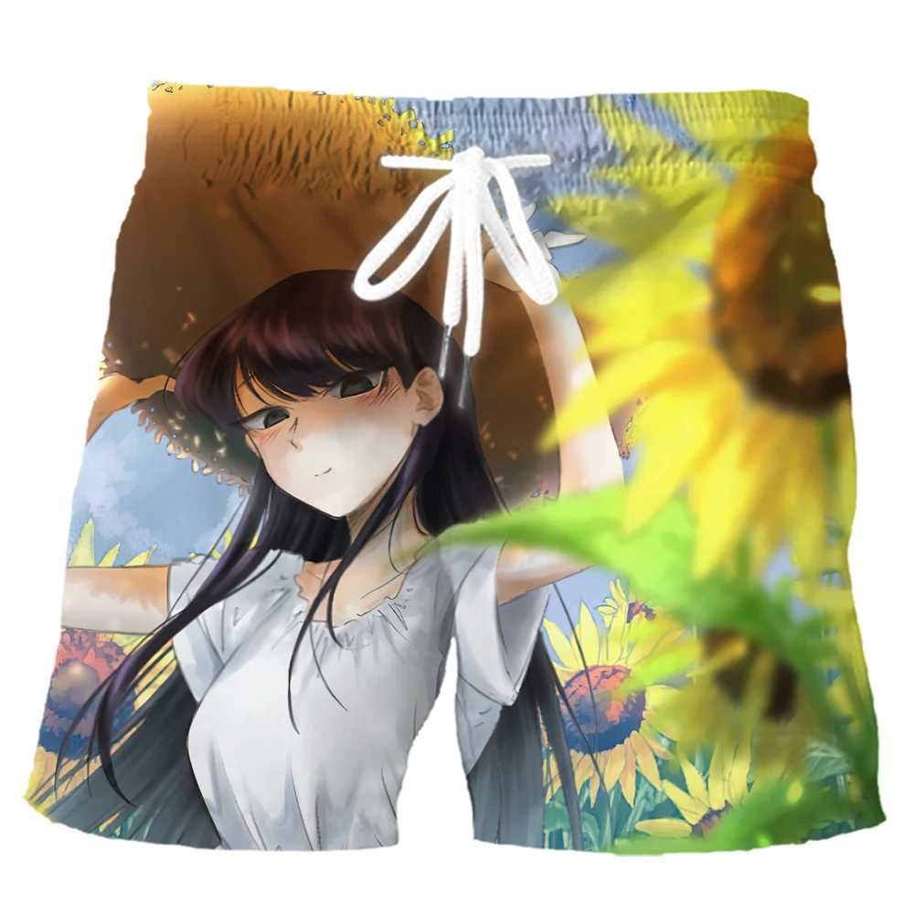 

HX Anime Shorts Japan Manga Komi Can't Communicate Printed Pants Fashion Board Shorts Harajuku Streetwear Men Clothing