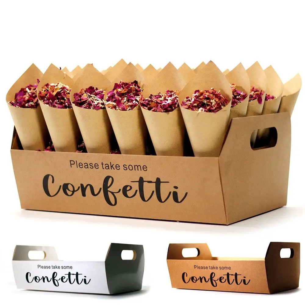 

Stylish Beautiful Gift Box Party Decoration Wedding Decor Cone Frame Tray Confetti Cone Holder Kraft Paper Cone Boxes