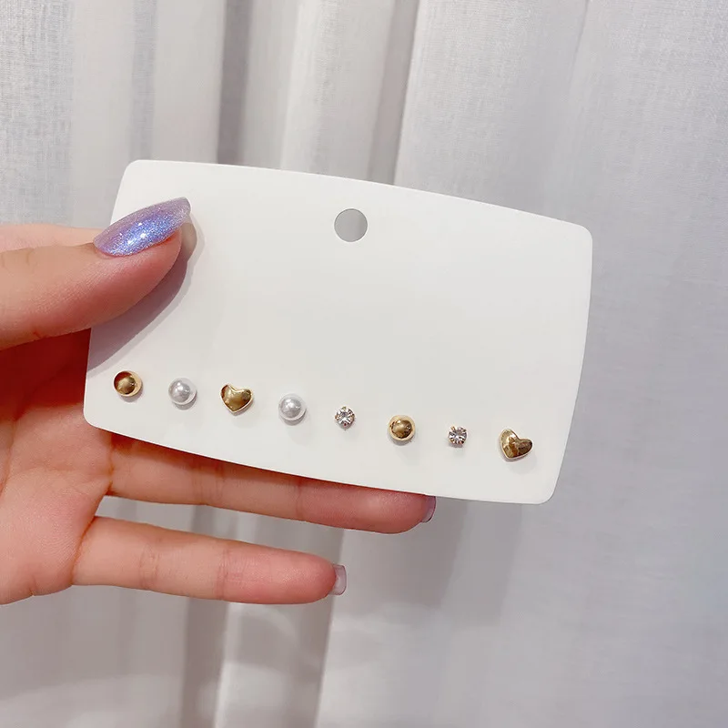 

Fashion Simple And Small Geometric Combination Earrings Cool Wind Earrings Niche Design Temperament Retro Female Earrings Trend