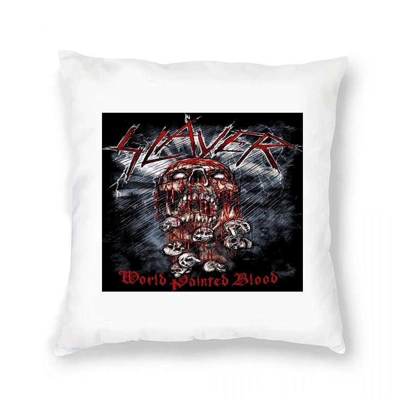 Official Slayer World Painted Blood Pillow Case Reign In Blood Skull Big Four Satan(1)