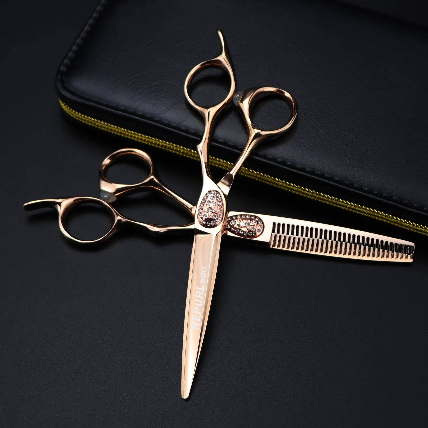 

sharp blade scissors 6.0 Inch VG-10 440c Top Rose Gold Hair Salon Scissors Cut Barber Haircut Shear Hairdressing Scissors