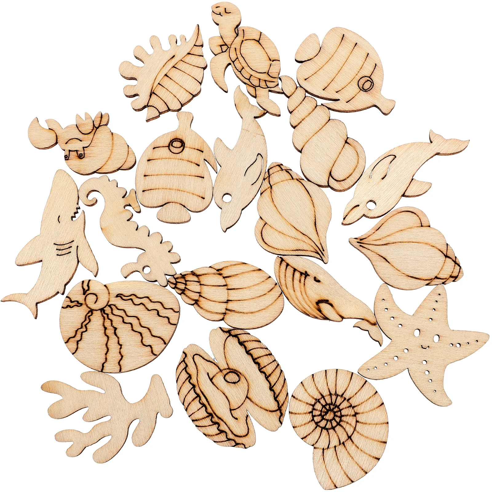 

Crafts Wood Slice Prop Cutouts Graffiti DIY Wooden Chips Unfinished Sea Life Kids Hand-painted Toys