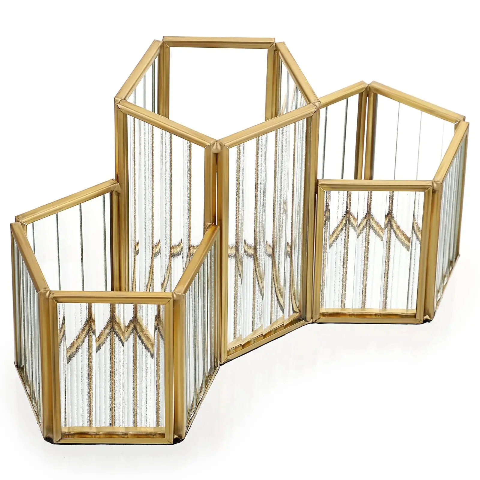 

Gold Metal Glass Makeup Brush Holder Organizer Cosmetic Brushes Storage Eyeliners Eyebrow Pencil Display Case Desktop Pencil Box