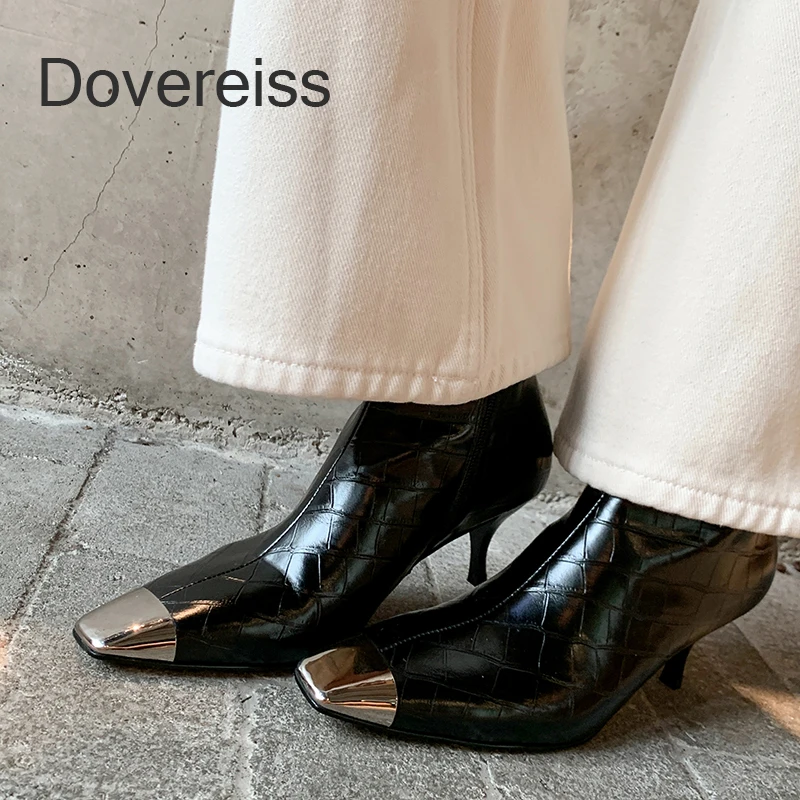 

2022 Winter Women Fashion Brown Genuine Leather Stilettos Heels Zipper Ankle Boots New Sexy Matin Boot Short Female Boots 40