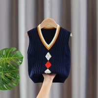 spring and autumn childrens sweater vest boys and girls sweater vest college wind warm v neck childrens wear vest baby sweater