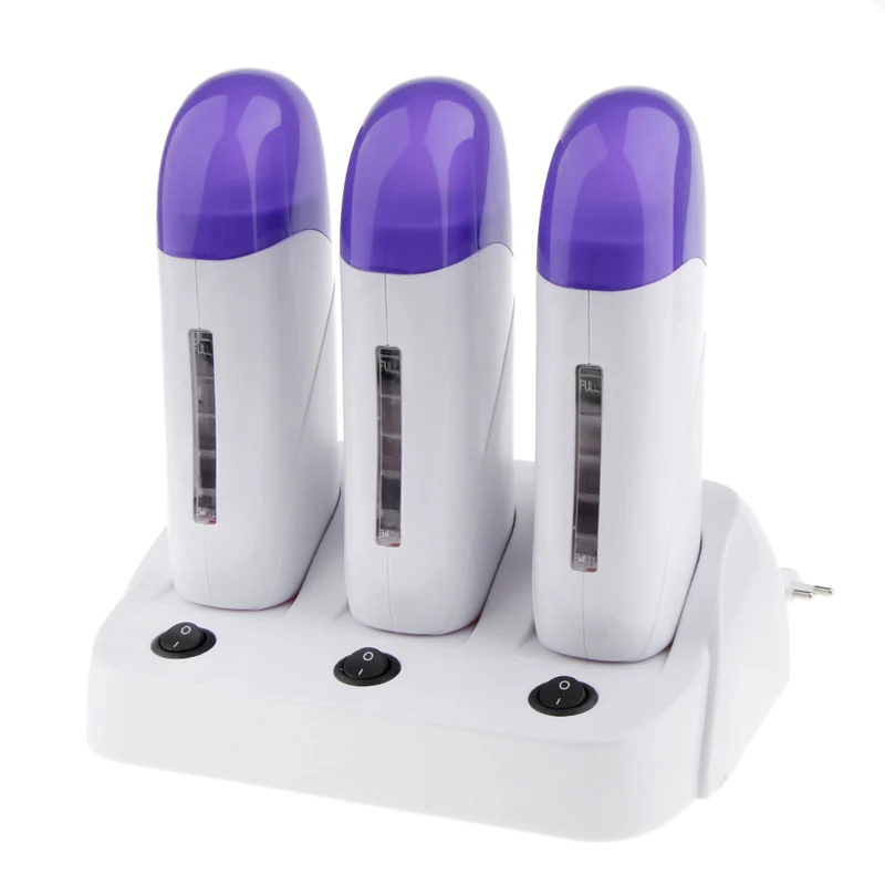 3 in 1 Depilatory Roll On Wax Heater Warmer Refillable Wax Cartridge Hair Removal Wax-melt Machine Skin Care Tool  with Base