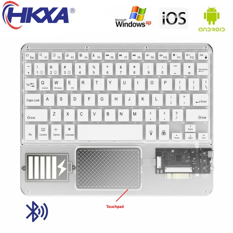 

Акриловая беспроводная клавиатура HKXA для планшета Android iOS Windows Bluetooth клавиатура прозрачная RGB клавиатура для iPad телефона ноутбука