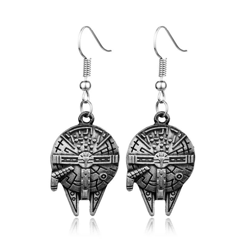 

New Star Wars Millennium Falcon Spaceship Styling Alloy Earrings Fashion Personality Earpieces Cool Girl Birthday Party Gifts