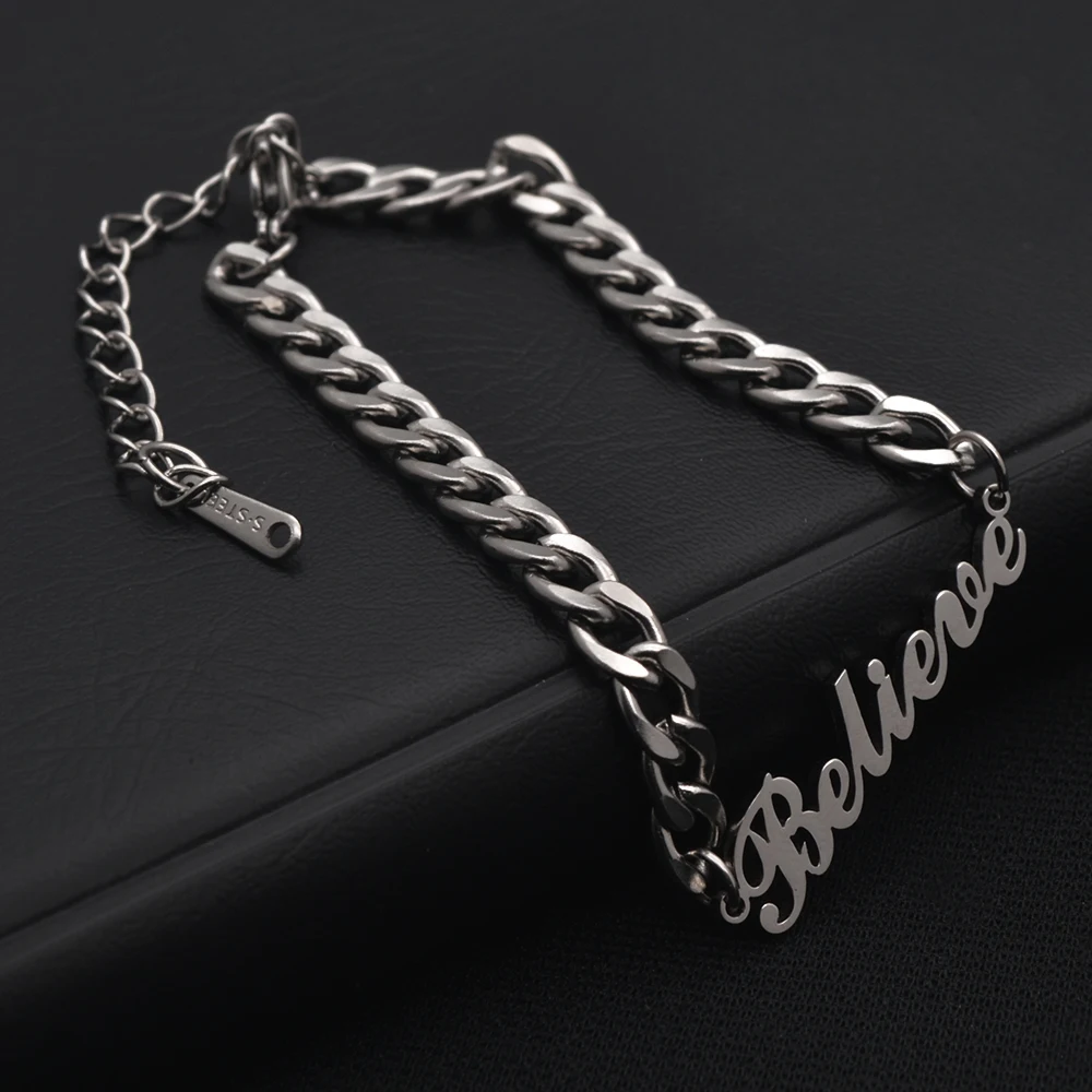 Customized Personalized Bracelet Unique Font Name Stainless Steel Beautiful Gift for Girlfriend and Lover