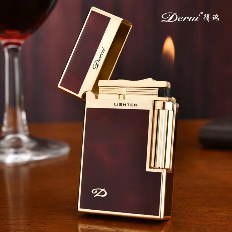 

DERUI Metal Langsheng Steel Sound gas Lighter Side Grinding Wheel Ignition High-end Cigarette Accessories Gift With Box For Men
