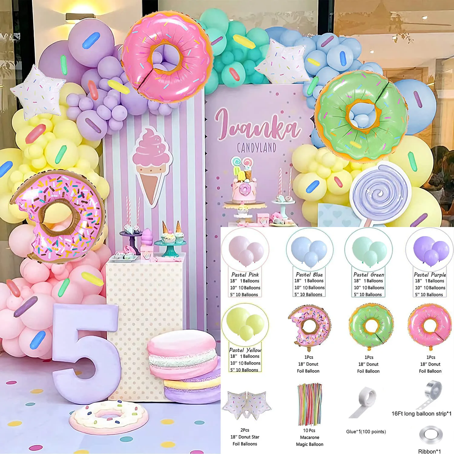 1 Набор милых воздушных шаров-макарон в стиле мороженого гирлянда арки набор