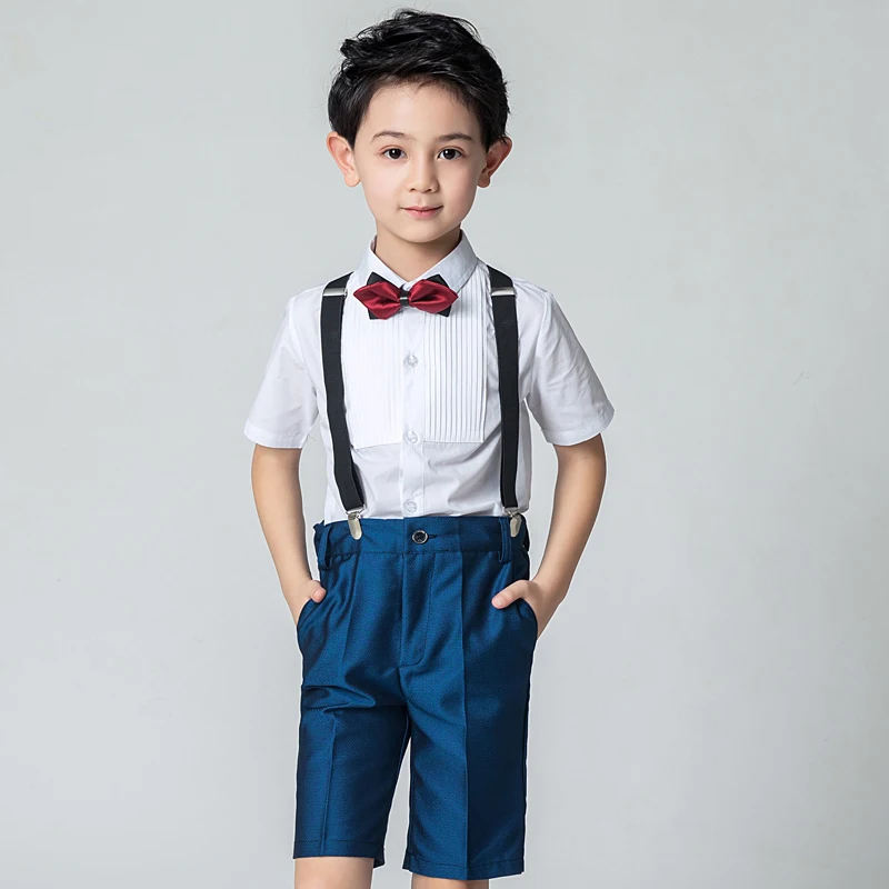 Children's Fashion Suits 2022 summer Boys Slim Fit Blazer Pants Dress Clothes Set Children's Party Performance Costume Cropped
