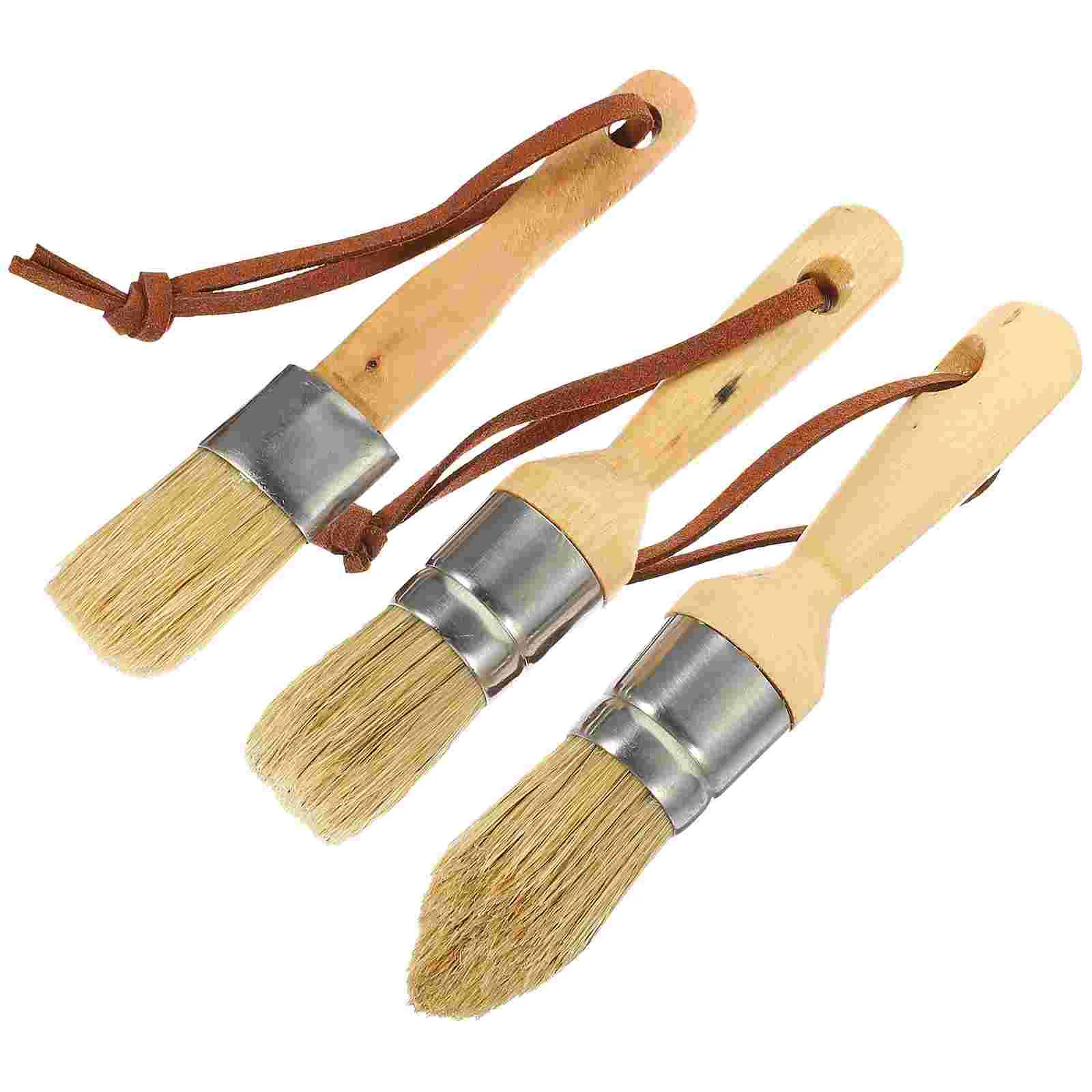 

3 Pcs Beech Round Brush Painting Brushes Practicing Multi-function Convenient Watercolor Wooden Bristle Household Portable