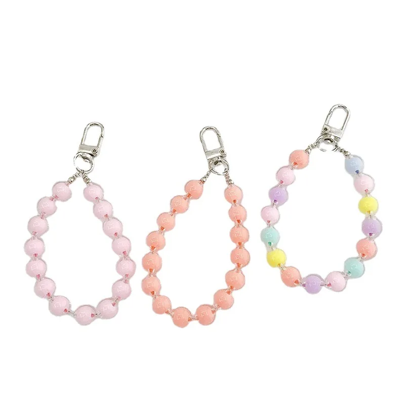 Acrylic Pendant Candy Color Beaded Headset Protective Case Pendant Girl Key Chain Bag Pendant Jewelry Key Chains