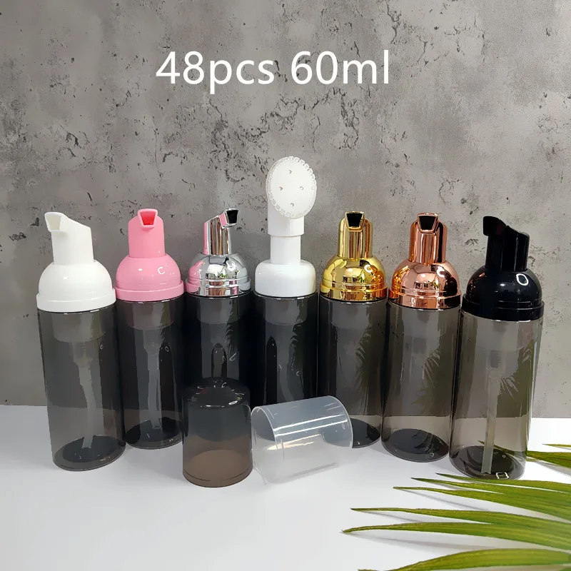 

48Pcs/Lot 60ML Grafted Eyelash Cleaner Transparent Black Sub-bottle Soap Mousse Shampoo Foaming Bottle Travel Portable Tool