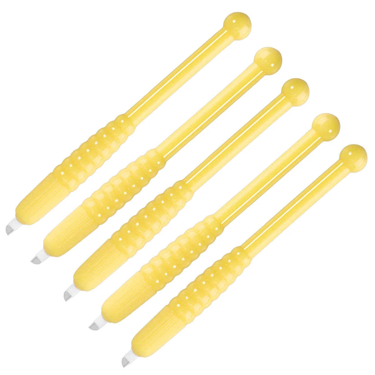 

5 Microblading Pen with 12Pcs Needles Eyebrows Pen Professional for Semi- permanent Makeup Yellow