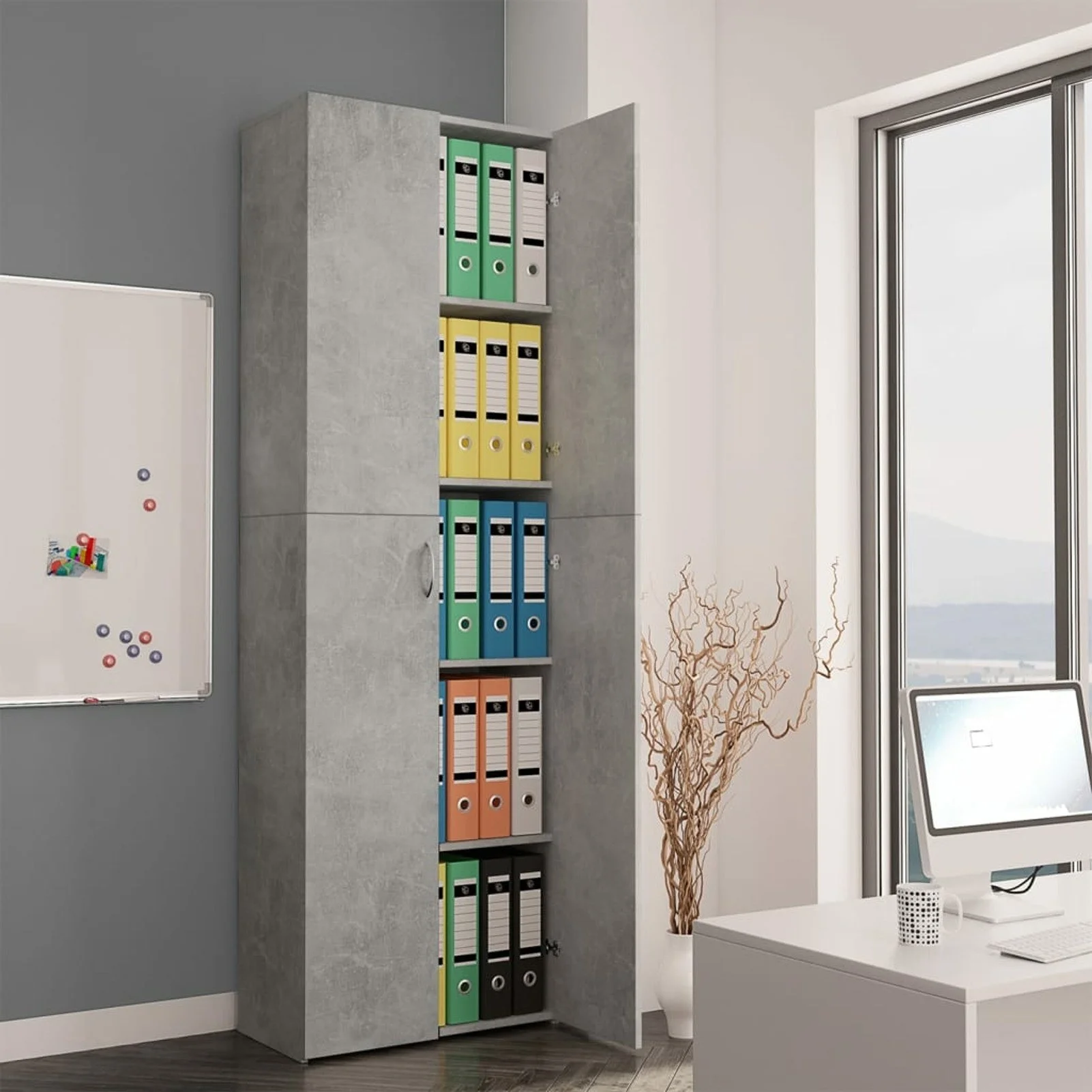 

Office Cabinet Concrete Gray 23.6"x12.6"x74.8" Chipboard