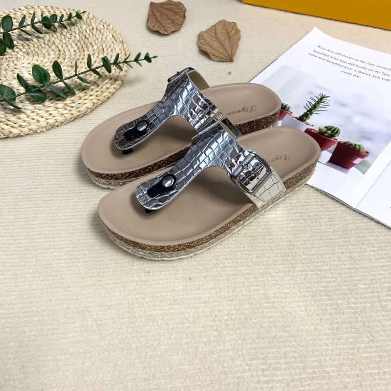 2022 New style hemp rope sandals thick cork sole slippers Women's leisure holiday flip flops outdoors flat with beach shoes