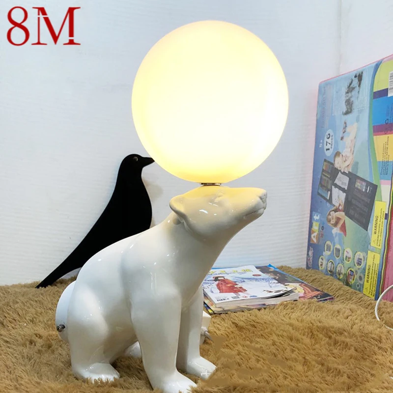 

8M Nordic Table Lamp Modern Creative Resin Glass Desk Light LED Novelty Polar Bear Shape Decor for Home Child Bedroom