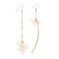 new mori earrings artistic fresh white flower ear hook creative asymmetric long stud earrings for women