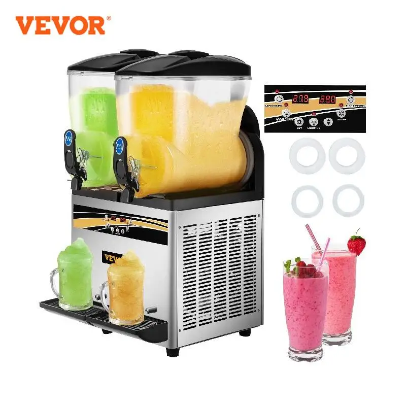 

Машина для Замороженных Напитков VEVOR Slushy, 2x15 л, 1000 Вт